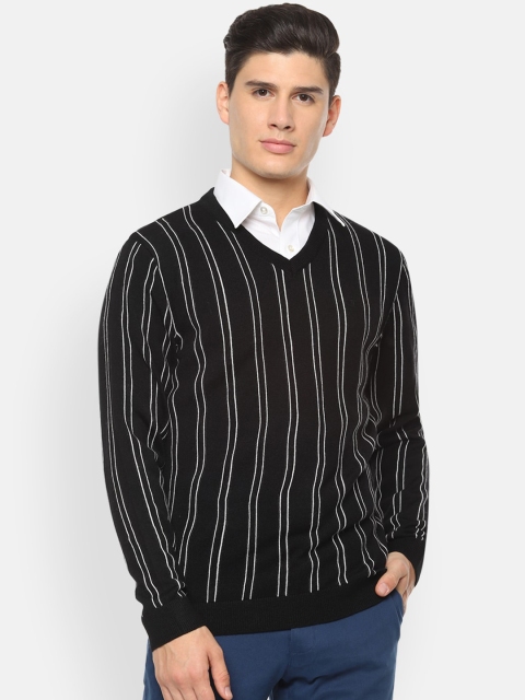

Van Heusen Sport Men Black & White Striped Pullover Sweater