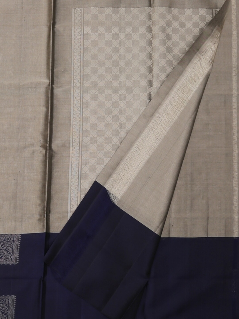 

Pothys Navy Blue & Cream-Coloured Pure Silk Woven Design Saree