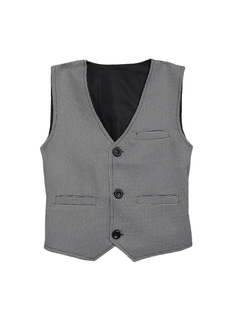 

Aj DEZInES Boys Black & White Checked Waistcoat