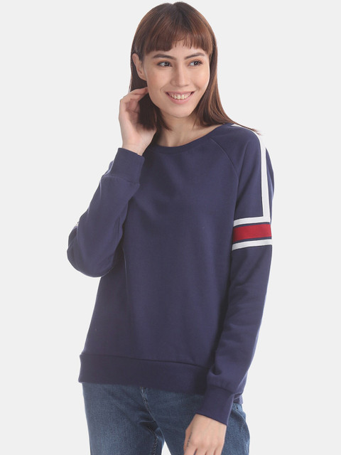 

U.S. Polo Assn. Women Navy Blue Solid Sweatshirt