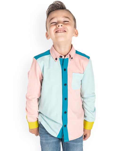 

Cherry Crumble Infant Boys Pink & Turquoise Blue Colourblocked Casual Shirt