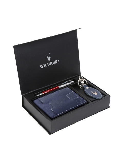 

WildHorn Men Blue & Red RFID Protected Genuine Leather Accessory Gift Set