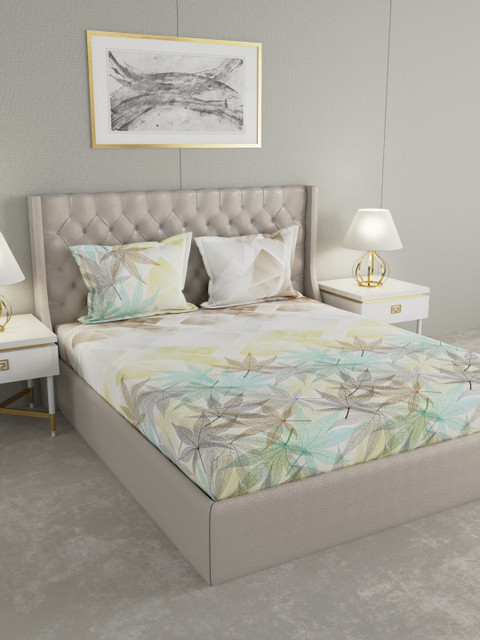 

Raymond Home White Floral 144 TC Cotton 1 King Bedsheet with 2 Pillow Covers