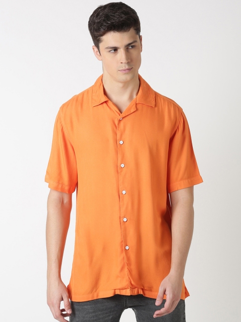 

Blue Saint Men Orange Slim Fit Solid Casual Shirt