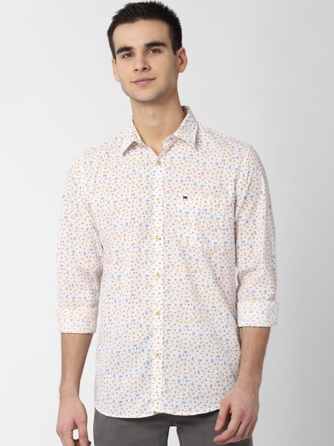 

Peter England Casuals Men White Slim Fit Printed Casual Shirt
