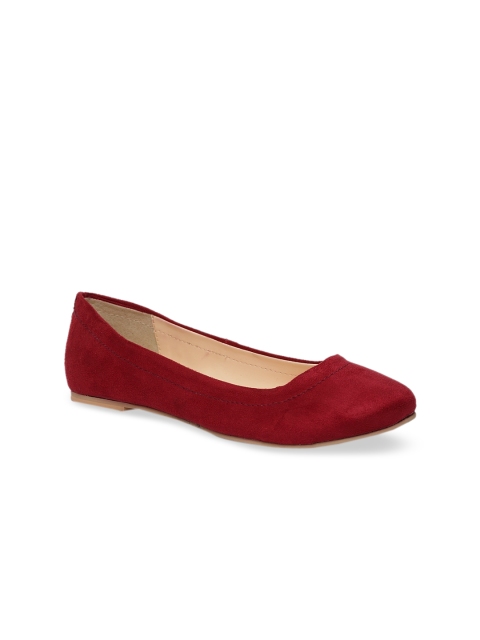 

Woomenia Women Maroon Solid Suede Ballerinas
