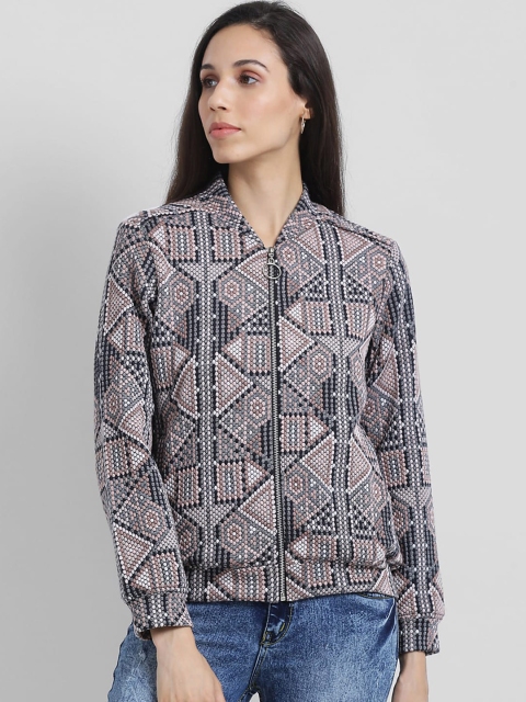 

Zink London Women Pink Printed Bomber Jacket