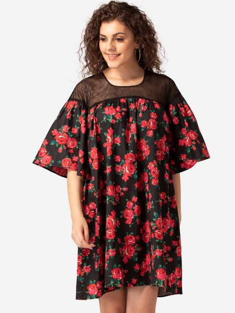 

MABISH by Sonal Jain Women Black Printed T-shirt Dress