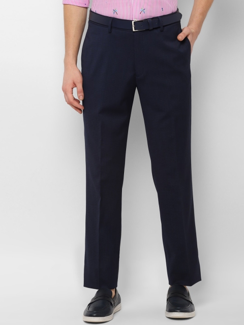 

SIMON CARTER LONDON Men Navy Blue Slim Fit Solid Formal Trousers