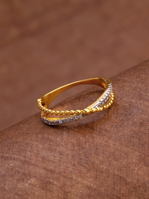 

Voylla Gold-Plated White CZ Gems Adorned Band Finger Ring