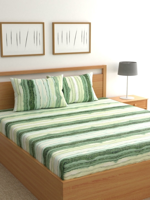 

Raymond Home White Abstract 200 TC Cotton 1 King Bedsheet with 2 Pillow Covers