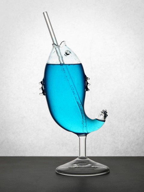 

Bigsmall Transparent Solid Fish Cocktail Glass With Straw