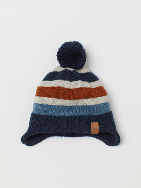 

H&M Boys Blue & Brown Striped Fleece-Lined Hat