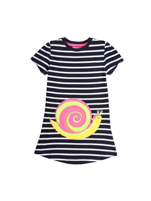 

Cherry Crumble Girls Black & White Striped A-Line Dress