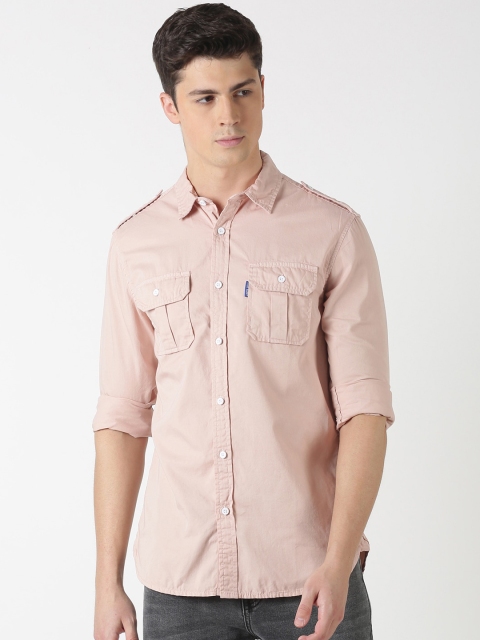 Blue Saint Men Pink Slim Fit Solid Casual Shirt