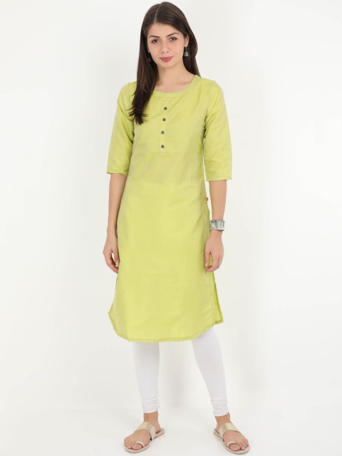 

Alena Women Green Solid Straight Kurta