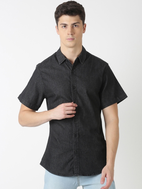 

Blue Saint Men Black Slim Fit Solid Casual Shirt