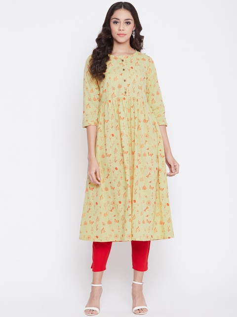 

ETHNIC STREET Women Yellow & Orange Floral Printed Anarkali Kurta
