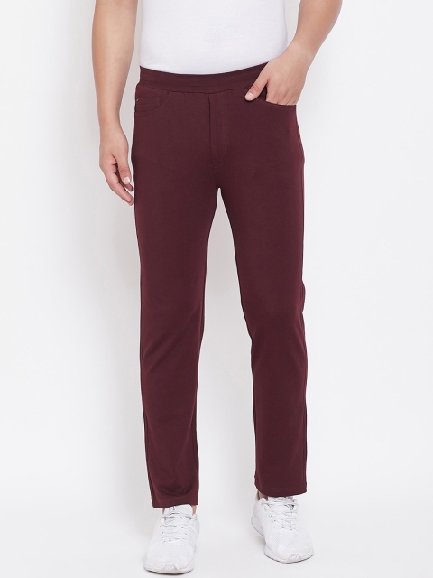 

Okane Men Maroon Solid Slim-Fit Track Pants
