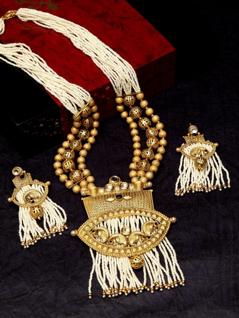 

PANASH Women Gold-Plated Pearls Embellished Handcrafted Jewellery Set