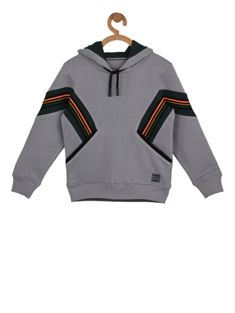 

Stupid Cupid Boys Grey & Black Striped Hooded Sweatshirt