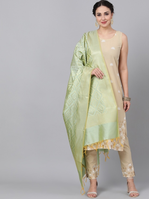 AKS Couture Green Woven Design Dupatta