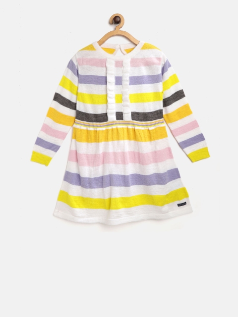 

Cherry Crumble Girls Multicoloured Striped Fit and Flare Dress, Multi