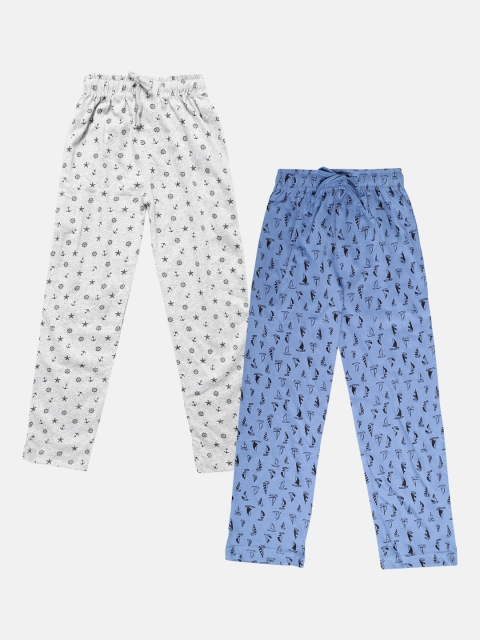 

Urban Dog Boys Pack Of 2 Printed Knitted Lounge Pants, Grey melange