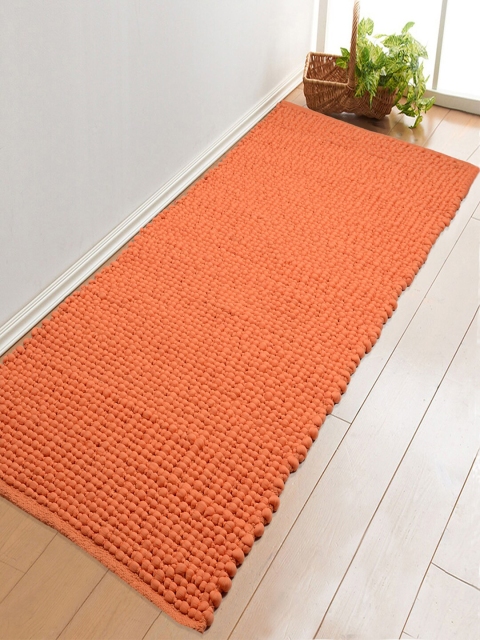 

Saral Home Orange Solid Basketweave Floor Runner