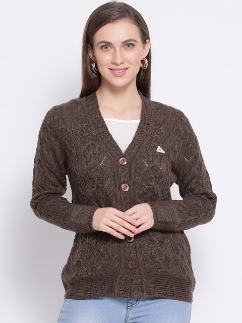 

Monte Carlo Women Brown Self Design Woolen Cardigan Sweater