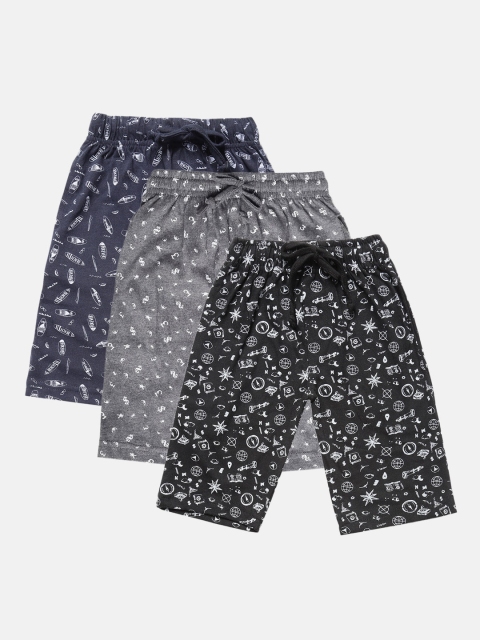 

Urban Dog Boys Pack Of 3 Printed Regular Fit Regular Shorts, Grey