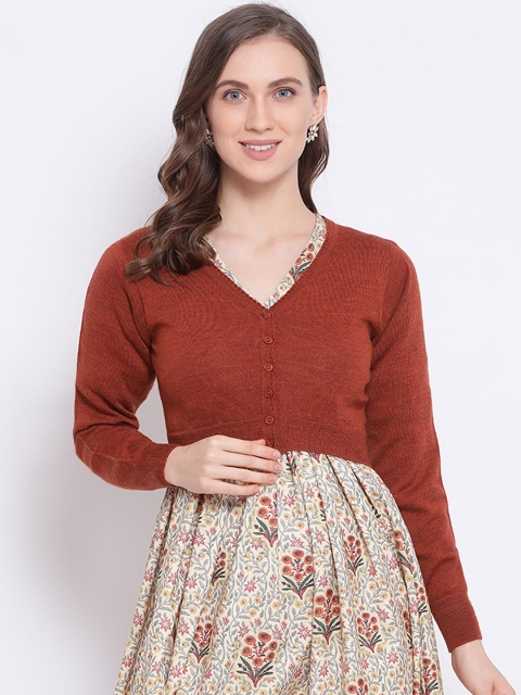 

Monte Carlo Women Brown Solid Cardigan Sweater