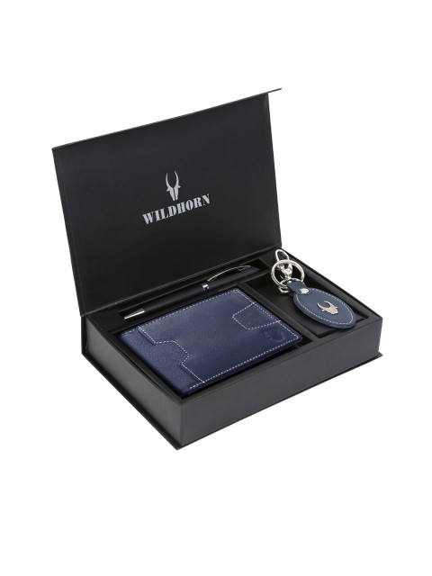 

WildHorn Men Blue & Black RFID Protected Genuine High Quality Leather Accessory Gift Set