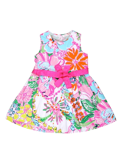 

Budding Bees Girls Multicoloured Floral Printed Fit and Flare Dress, Multi