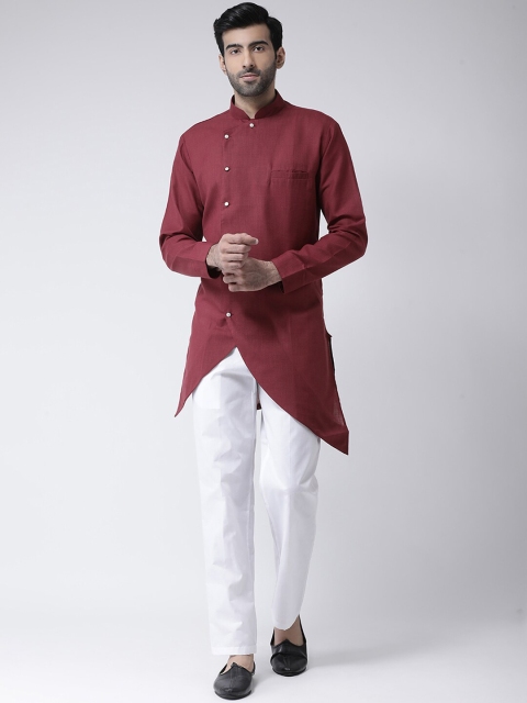 

SG LEMAN Men Maroon Solid Kurta with Pyjamas