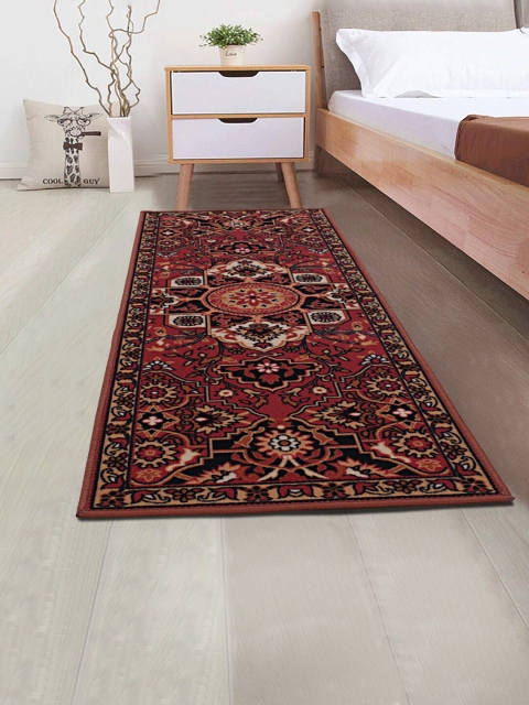 

RUGSMITH Red & Brown Printed Premium Quality Anti-Skid Floor Runner