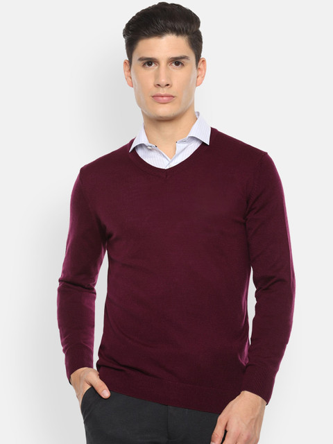 

Van Heusen Men Maroon Solid Pullover Sweater