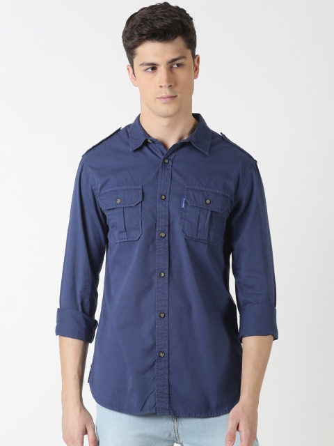 

Blue Saint Men Navy Blue Slim Fit Solid Casual Shirt