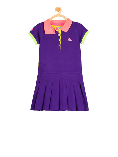 

Cherry Crumble Girls Purple Solid T-Shirt Dress