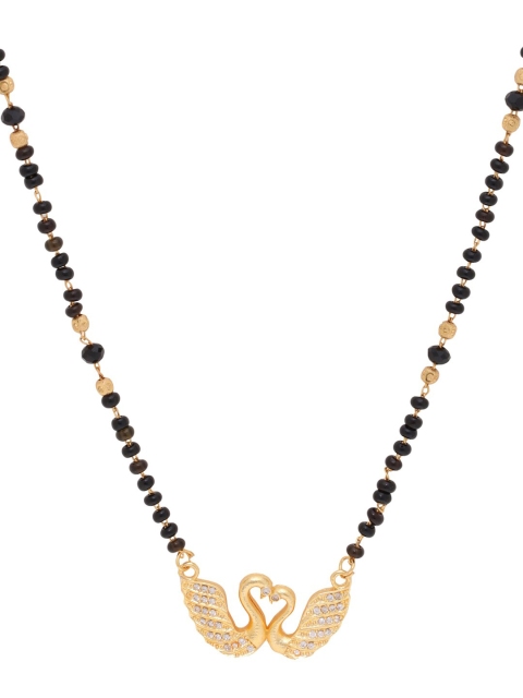 

Shoshaa Gold-Plated Black & White Stone-Studded Beaded Mangalsutra