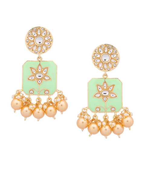 

Shoshaa Green Gold Plated Handcrafted Geometric Drop Earrings
