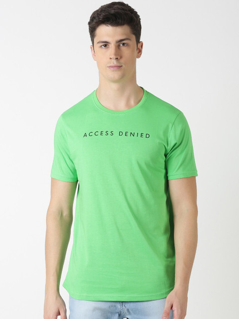 

Blue Saint Men Green Printed Round Neck T-shirt