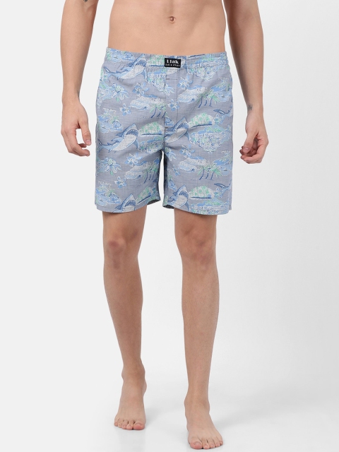 

Llak Jeans Men Grey & Blue Printed Pure Cotton Boxers BOXER-BP