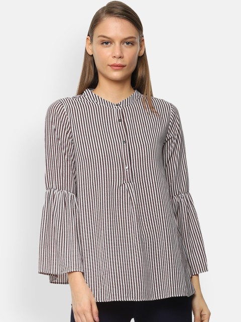 

Van Heusen Women White & Brown Striped Top