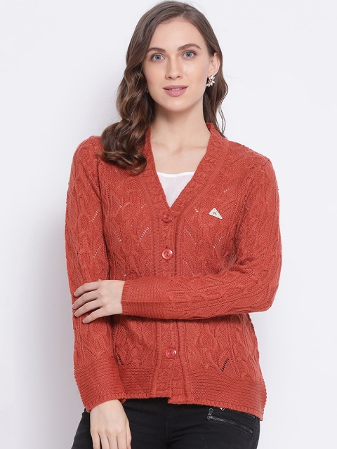 

Monte Carlo Women Brown Self Design Cardigan Sweater