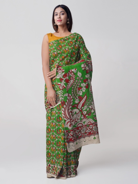 

Unnati Silks Green Printed Pure Cotton Saree