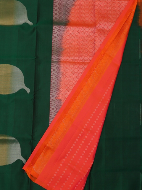 

Pothys Green & Orange Pure Silk Printed Saree