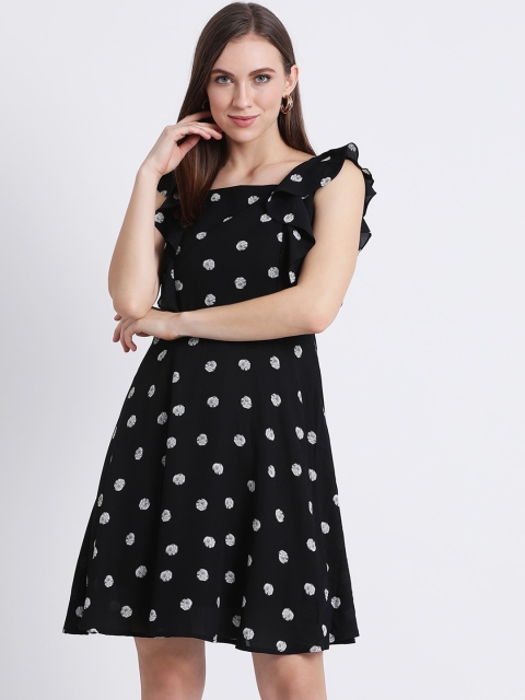 

Zink London Women Black & White Printed Fit and Flare Dress