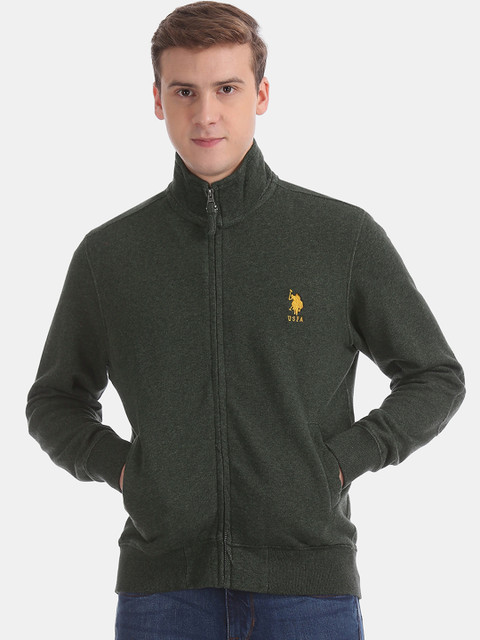 

U.S. Polo Assn. Men Green Solid Sweatshirt