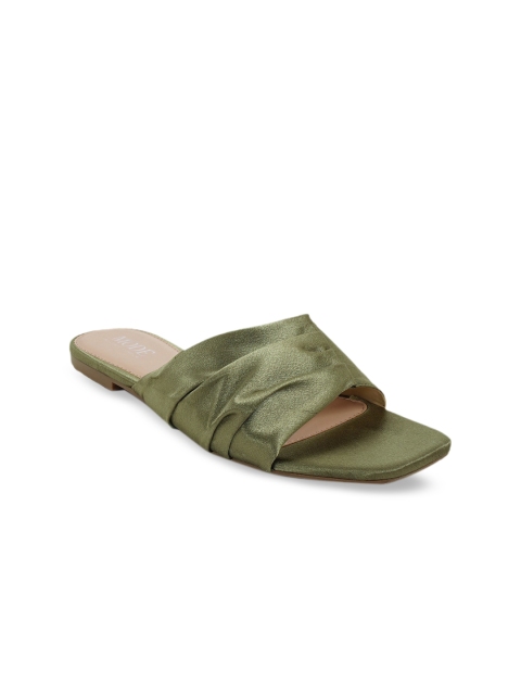 

Mode by Red Tape Women Green Solid Fabric Open Toe Flats